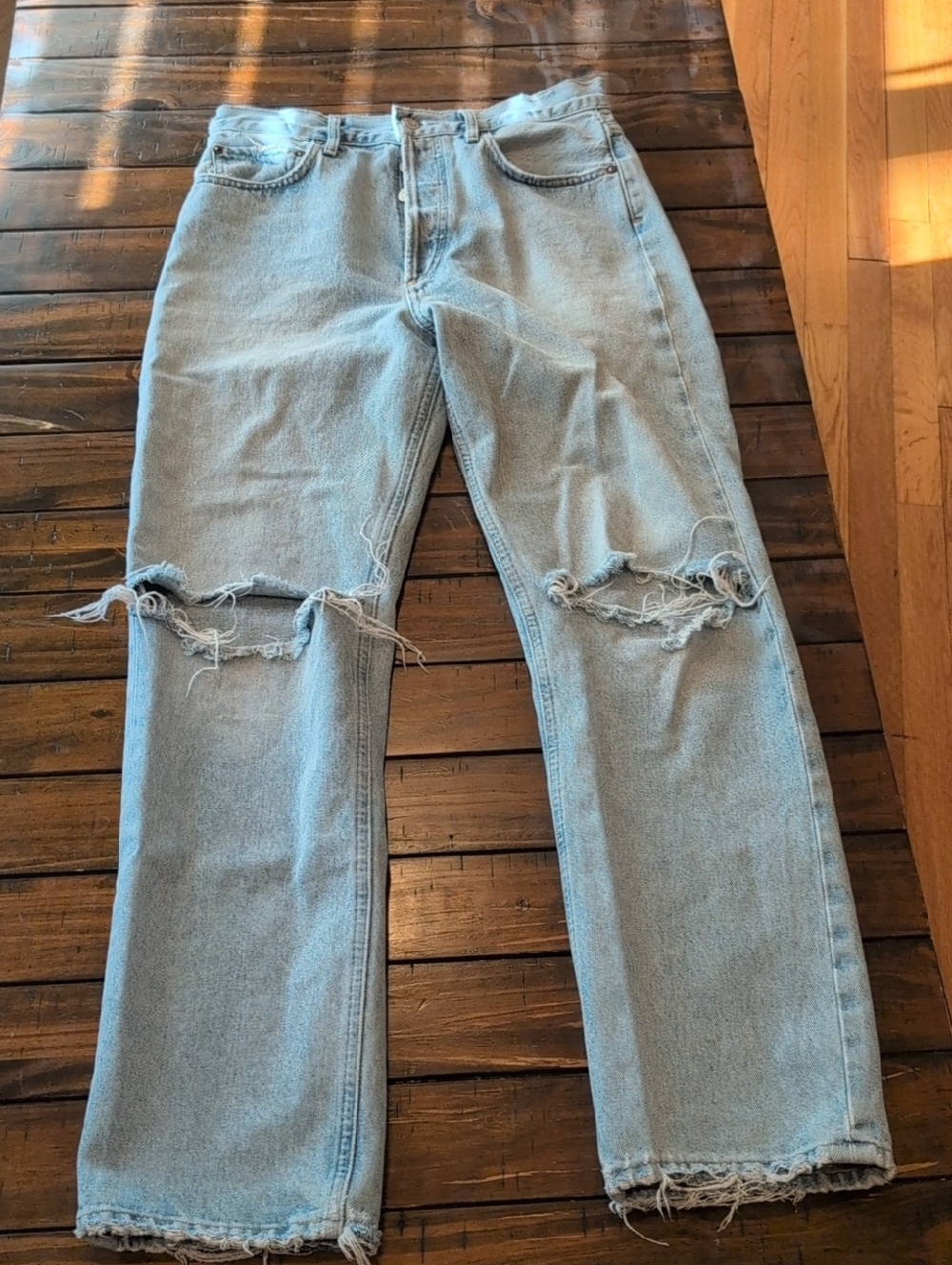 Agolde 90's Pinch Waist Distressed Straight Leg Jeans - Picture 3 of 12